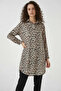 Women's Leopard Patterned Viscose Beige Shirt Tunic - 6