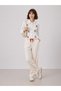 Women's White Embroidered & Gathered Detailed Cherry Appliqué Regular Fit Design Woven Linen Shirt - 5