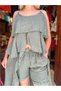 Khaki Color Italian Linen Shorts Tunic Set - 3