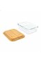 Glass Storage Container 640 ml Rectangular Borosilicate Storage Container with Wooden Lid BGC52 - 4