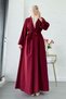 Premium Natural Aysha Linen Abaya Set – Burgundy - 2