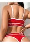 Women's Sweet Lettered and Rubber Detailed Bra Panty Set
