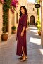 Shirt Collar Side Slit Safari Sleeve Dress - 2