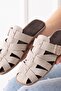 Braga Beige Suede Gold Buckle Multi-Strap Women's Slippers - 4