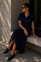 Women's Polo Collar Basic Maxi Dress with Slit Detail, Loose Casual Comfortable Dress My3535