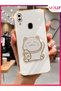 Luxury Silicone Case for Samsung Galaxy A30 with Pearl White Edges and Gold Detail Lucky Cat Stand