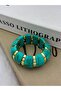 Turquoise Marble Patterned, Gold Detailed, Natural Stone Look, Elastic Bracelet - 4