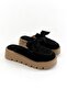 Donatella Black Suede Bow Detail High Sole Women's Slippers - 2