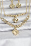 Gold Color Brass Necklace Bracelet and Earring Set - 2