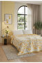 Double-Sided 5-Layer Padded Muslin Bedspread, 220X240 cm – Yellow Floral Patterned Cotton Muslin Pique Coverlet - 6