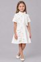 Girl's White Dress with Ribbon Detail at the Collar and Daisy and Stone Embroidery on It - 5