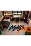 Sdt Manifest Written Graffiti Style Special Cut Beige Black Multi-Colored Cream Woven Base Decorative Carpet Sdt1306