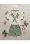 Baby Boy Teddy Bear Printed Scarf 3-Piece Set