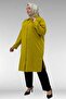 68038 Plus Size Buttoned Linen Tunic - Olive Green - 4
