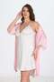 Women's Plus Size Satin 2-Piece Pink-White Robe and Nightgown Set