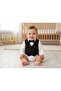Boy's Tuxedo Suit with Button Vest and Bow Tie Chain - 2