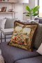 Pastoral Village Scene Tapestry Fringed Throw Pillow Cover Burgundy Tassels Vintage Pillowcase - 3