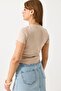 Women's Pearl Bow Crop Blouse Cream - 5
