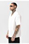 Embroidery Detailed Pocketless Oversize Short Sleeve Linen Shirt - 4