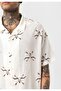 Patterned Short Sleeve Pocketless Oversize Shirt - 6