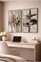Beige and Earth Tones Modern 2-Piece Glass Painting Set - Black Metal Framed Home and Office Painting - 2