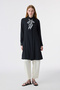 Scarf Detailed Hidden Buttoned Shirt Collar Valea Black Tunic 1657