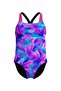 Allover Powerback Girls' Swimsuit (Blue-Pink) - 3