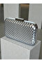 Silver Embossed Leather Women's Evening Dress Bag Wedding Engagement Graduation - 2