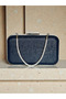Navy Blue Silver Handle Anti-Scratch Matte Leather Women's Evening Dress Bag Wedding Engagement Graduation - 5