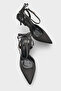 Women's Pointed Toe Ankle Strap Heeled Shoes Bales Black - 4