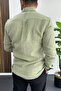 Men's Muslin Fabric Cotton Shirt Green Edw488 - 3