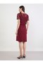 Red Lace Overlay Sheath Knee Length Dress - 5