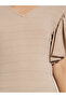 Beige Textured Maxi Dress with Frill Sleeves - 4