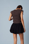 Sleeveless T-Shirt with Flower Detail on the Shoulders Brown - 4
