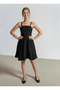 Girl's Crepe Fabric Elastic Waist Strap Mini Dress |   11–15 Years Old Above-Knee Evening Dress & Casual Dress - 3
