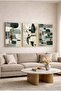 Earth Tones Geometric Patterned Boho 3-Piece Glass Painting Set - Gold Metal Framed Home and Office Painting - 3