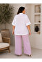 Plus Size Mesh Detailed Floral Appliqued Shirt Collar Buttoned Short Sleeve Women's Shirt - 8