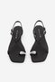 Women's Blunt Toe Stoned Cross-Strapped Flip-Flop Casual Sandals Zarev Black Satin - 7