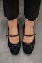 Nina Bow-Tied Suede Ballerinas with Belt on Top, Black - 2