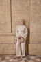 Women's High Collar Waist Tie Suit Cream - 4