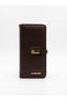 Women's Faux Leather Wallet with Gold Buckle and Phone Compartment - 2