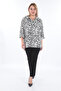 Plus Size (50-56) Leopard Printed Shirt Collar Three Quarter Sleeve Women's Tunic - 4