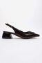Women's V-Buckle Heel Covered Open Back Heeled Shoes Brown Yanki̇ - 2