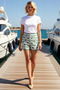 Women's Shorts High Waist Straight Fit Geometric Brode Patterned Woven Short Leg Modern