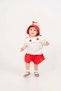 Baby Girl Cotton Cherry Embroidered Hat Blouse Shorts Set - 2