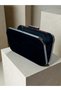 Black Suede Women's Evening Dress Bag with Black Stone Handle Detail for Wedding Engagement Graduation - 8
