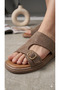 Women's Suede Single Buckle Comfortable Orthopedic Sole Stylish Daily Sandals Slippers - 4