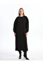 Women's Modest Black Ruffled High Neck Sweatshirt Dress