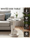 Round Side Table,Marble Pattern End Table with Geometric Base,Small Coffee Table,Sofa Side - 2