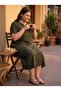 Women's Plus Size Pocket Shirt Dress Viscose Khaki Buttoned Midi - 5